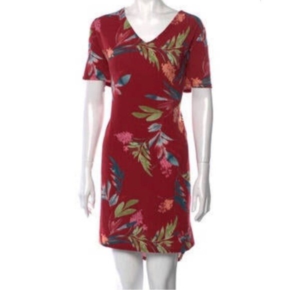 Christian Siriano rust tropical print dress size large - Picture 1 of 7